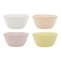 Ecology Ottawa Set of 4 Rice Bowls 13.5cm Frost, Lemon, Peach, Lilac