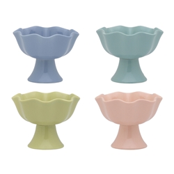 Ecology Ruffle Set of 4 Footed Bowls 12cm