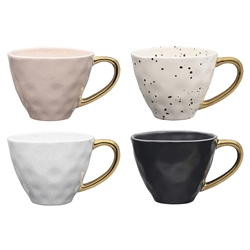 Ecology Speckle Set of 4 Mugs 380ml Mixed with Gold Handle 