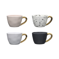 Ecology Speckle Set of 4 Espresso Cups 60ml Mixed with Gold Handle