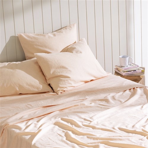 Ecology Dream Fitted Sheet Queen Peach