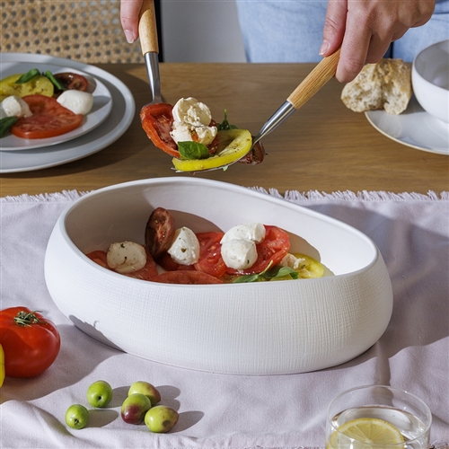 Ecology Bisque Oval Bowl 30cm White