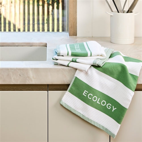 Fold Set of 3 Tea Towels Sage 50 x 75cm