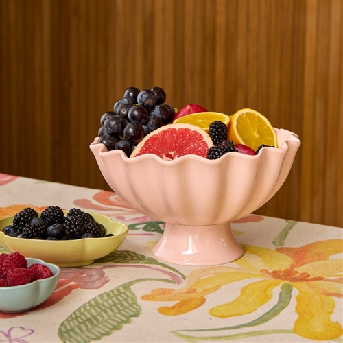 Ecology Ruffle Footed Bowl Pink Salt 24cm