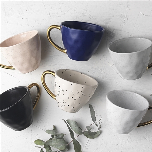 Ecology Speckle Mug 380ml Polka with Gold Handle