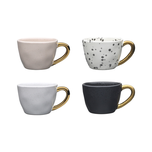 Ecology Speckle Set of 4 Espresso Cups 60ml Mixed with Gold Handle