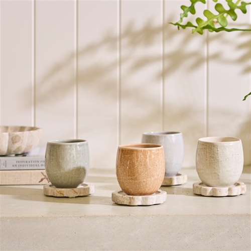 Ecology Artifact Capri Beige Marble Set of 4 Coasters