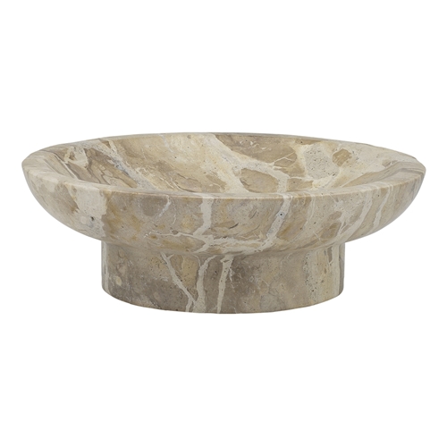 Ecology Artifact Capri Beige Marble Pedestal Bowl