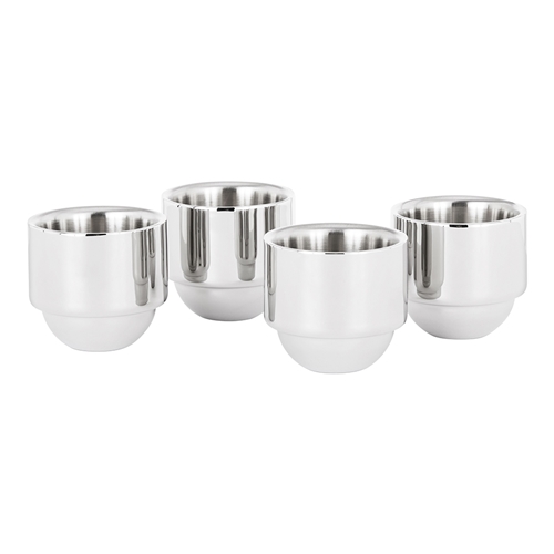 Tom Dixon Brew Espresso Cups Stainless Steel 50ml Set of 4 Mugs, Cups