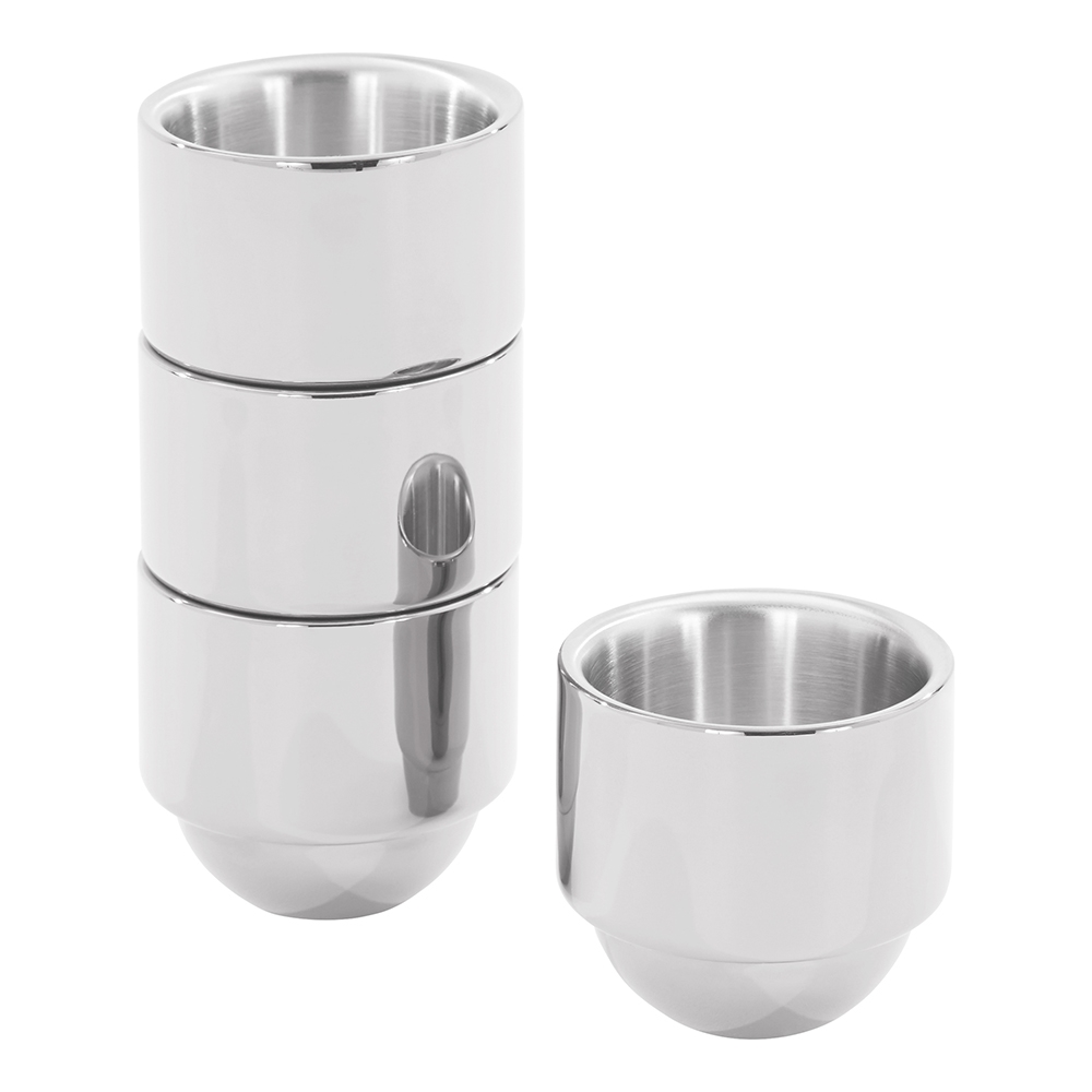 Tom Dixon Brew Espresso Cups Stainless Steel 50ml Set of 4 Mugs, Cups