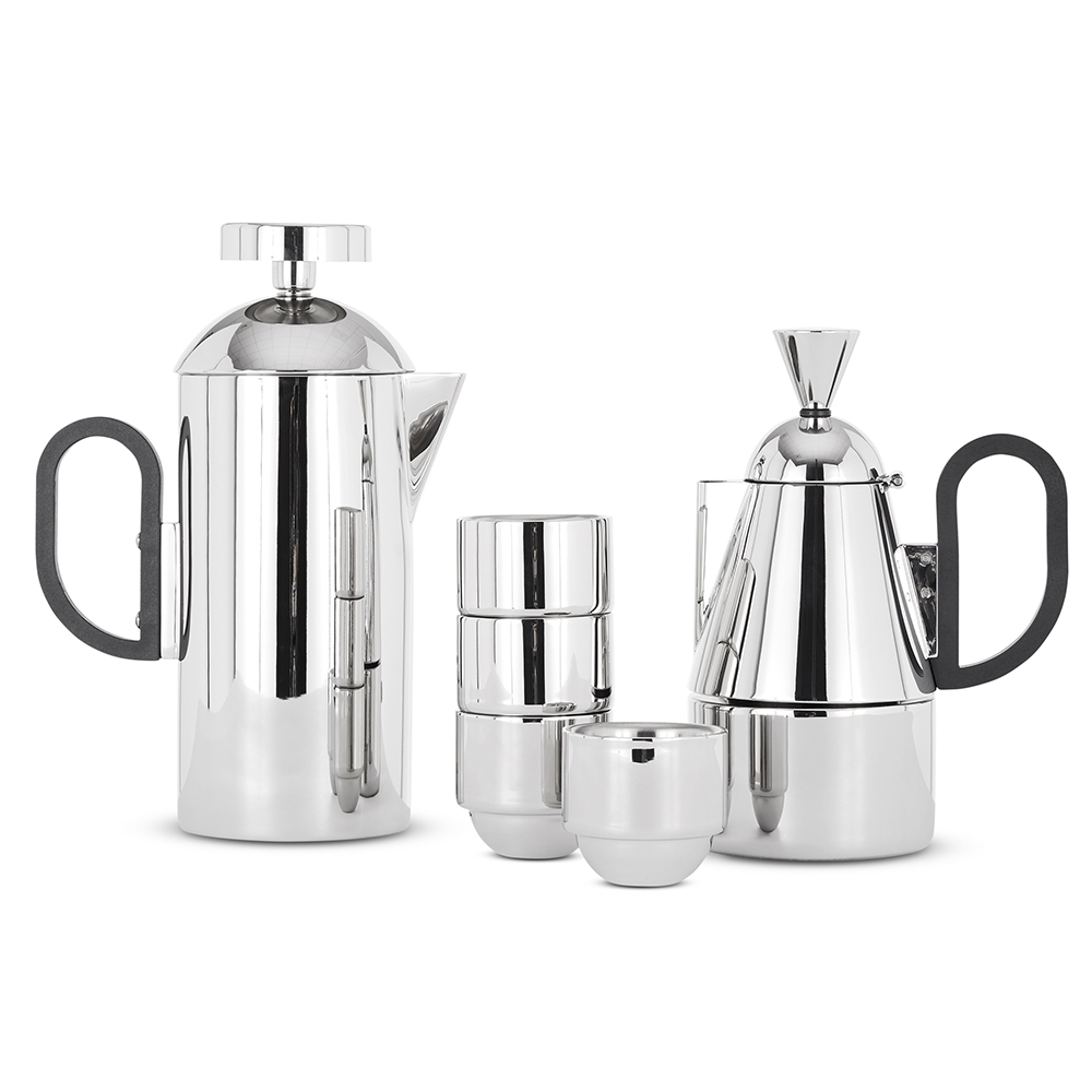 Tom Dixon Brew Espresso Cups Stainless Steel 50ml Set of 4 Mugs, Cups
