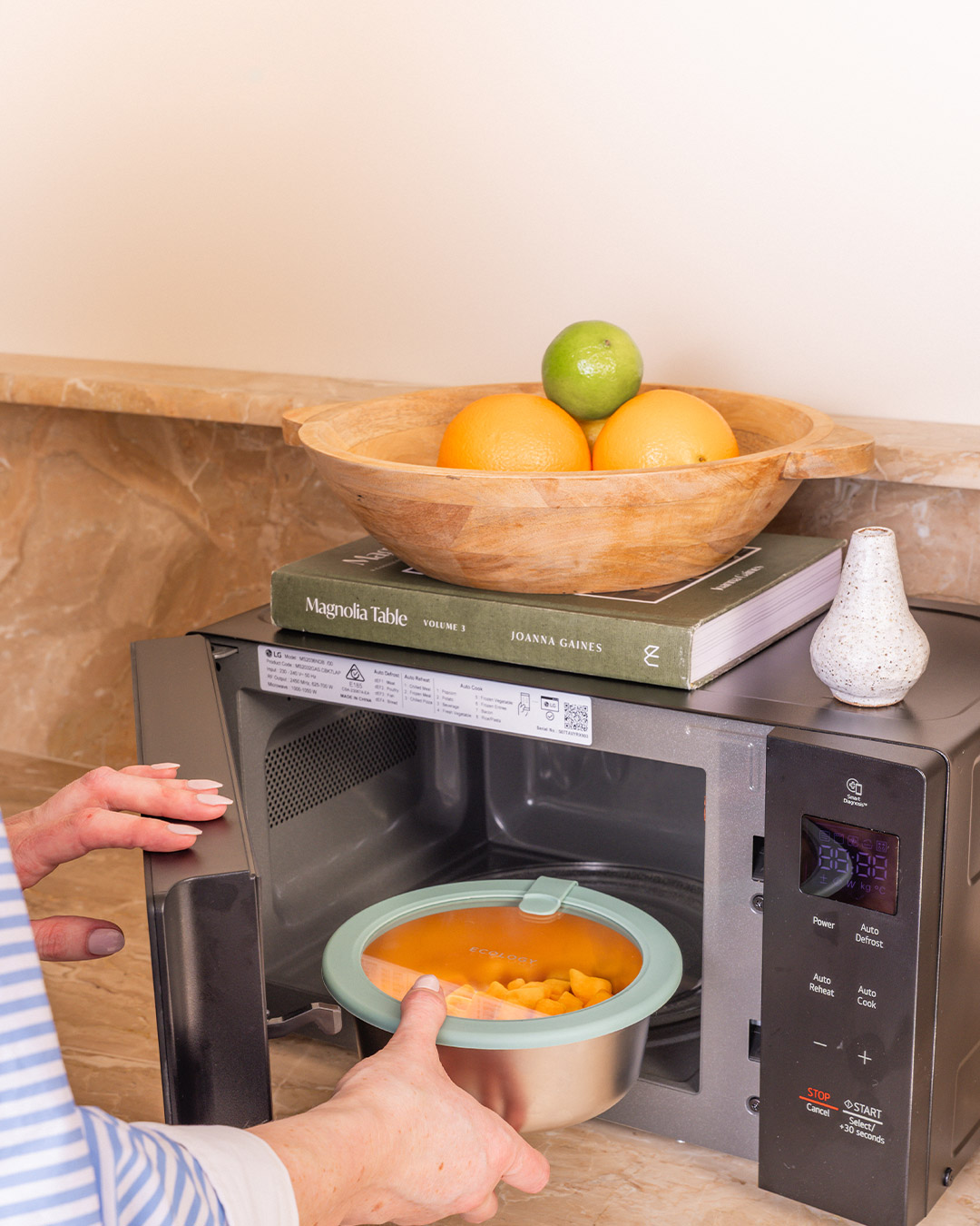 Store Stainless Steel container in the microwave